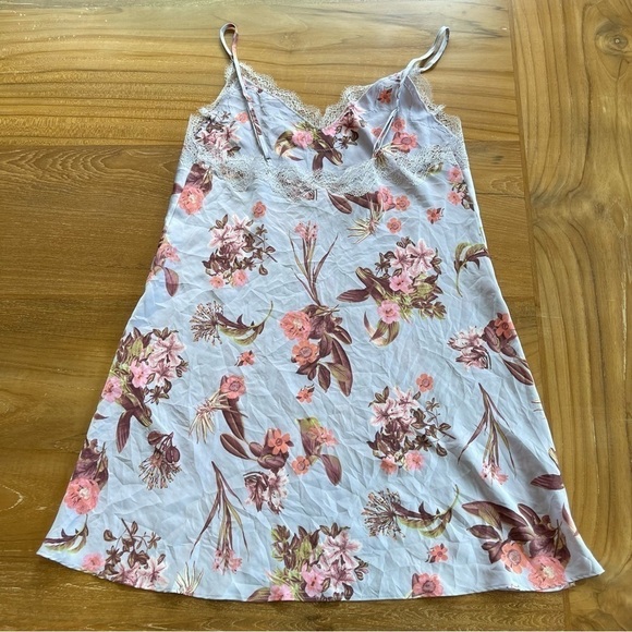 Victoria’s Secret Slip Dress Lingerie Floral Lace Blue Pink Satin Romantic Girly - Picture 5 of 14